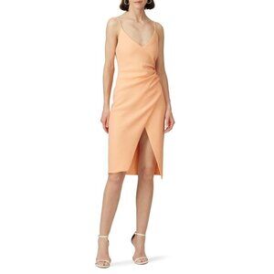 Black Halo Bowery Orange Crepe Sleeveless V-Neck Sheath Dress Women's Size 10